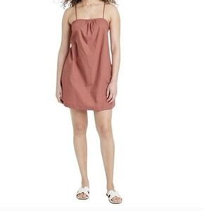 A New‎ Day Womens 2X Brown Sleeveless Tie Back Mini Dress Casual